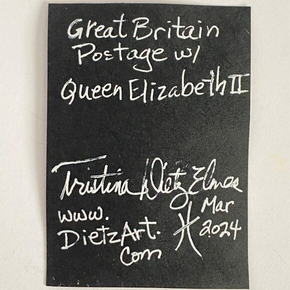ACEO Original Mixed Media Mini Art UK Postage Stamp Tristina Dietz Elmes ATC - Picture 2 of 2
